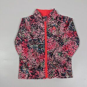 Adidas Girls Run Like the Wind Zip Up Jacket Pink Animal Print 4T